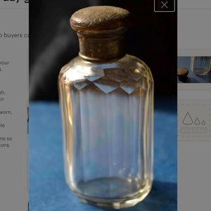 Antique sterling silver cap English cut glass perfume bottle Christmas gift Her